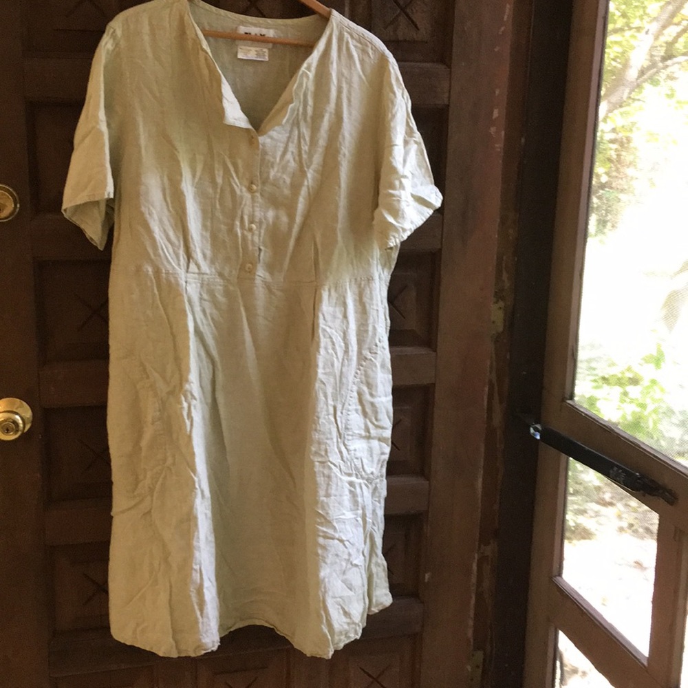 Pale green linen Flax dress